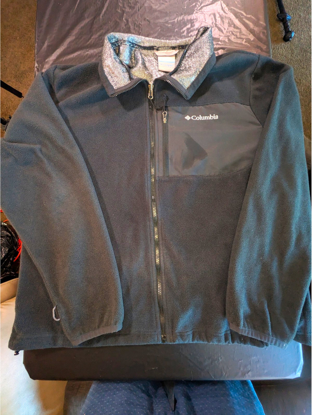 Columbia Men’s Black Full Zip Jacket XL Stand-Up Collar Pockets Outdoor